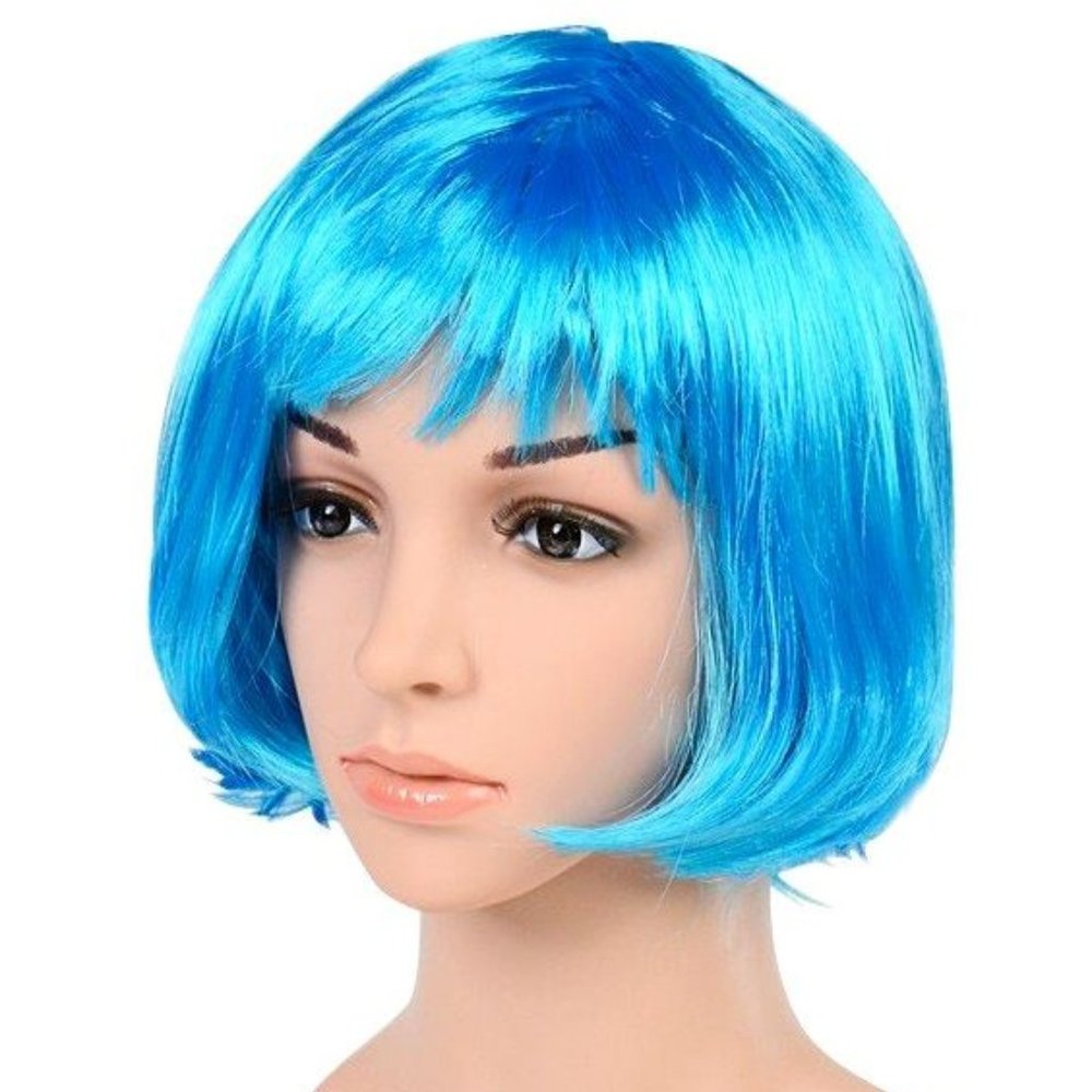[NEW] Adult Wig Costume Anime Manga Colorful Cosplay Blue Short Straight Hair